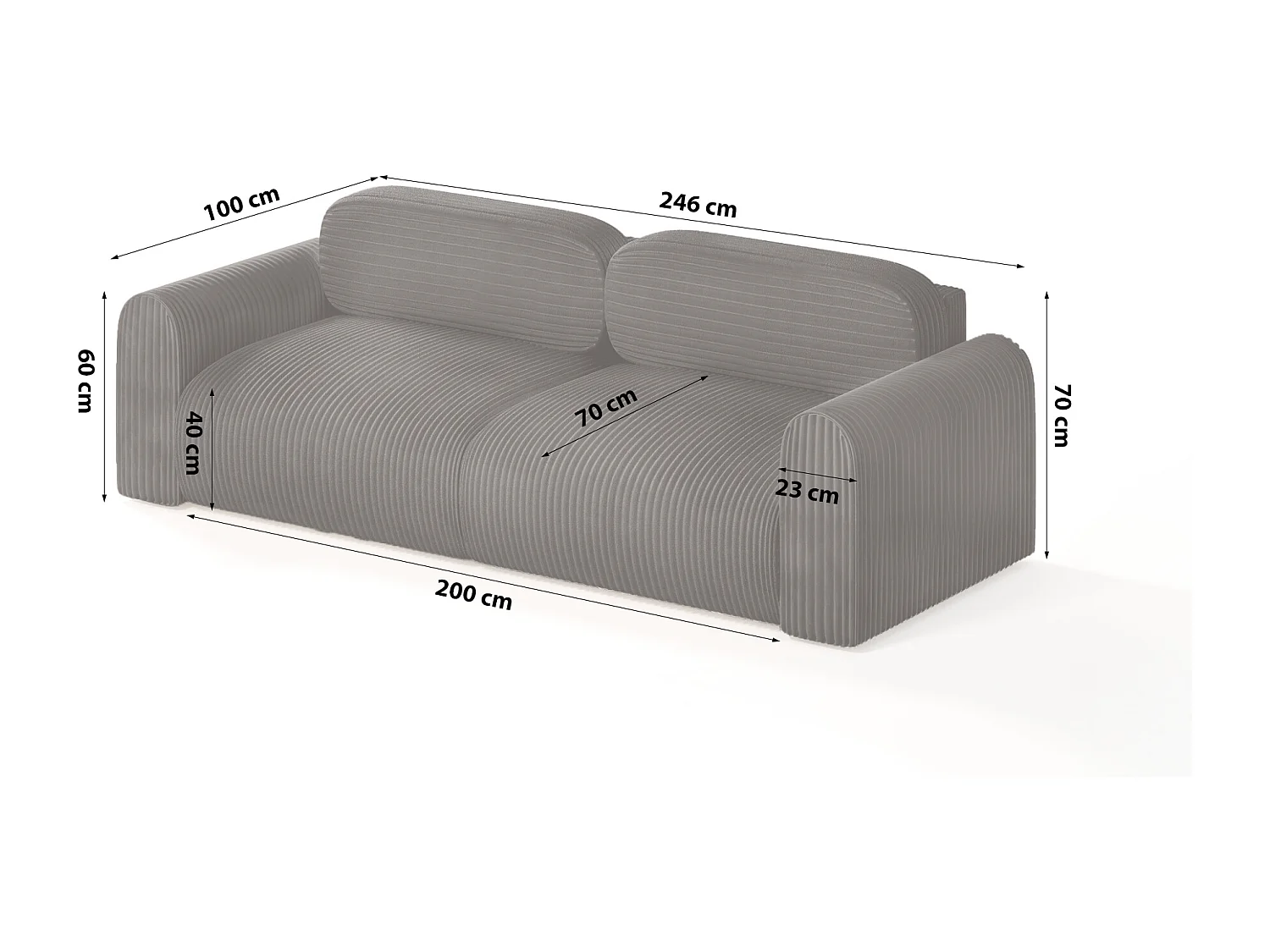 CANAPÉ avec revêtement en velours côtelé 4 places Pirna, marron foncé