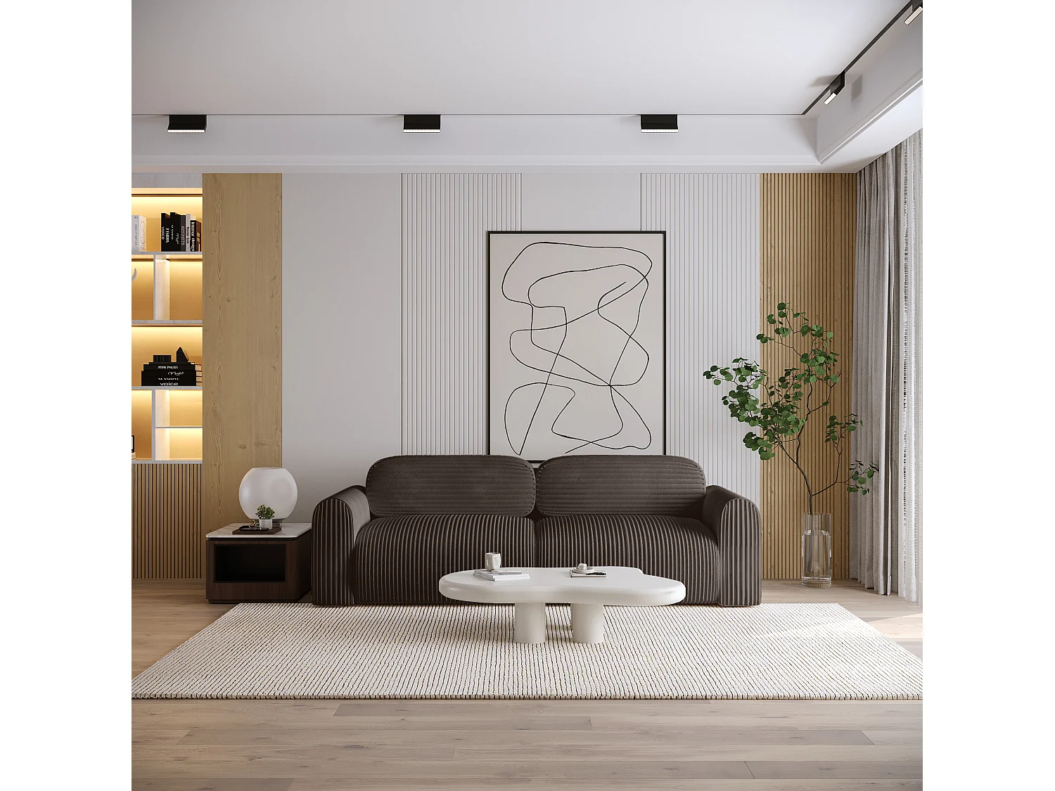 CANAPÉ avec revêtement en velours côtelé 4 places Pirna, marron foncé