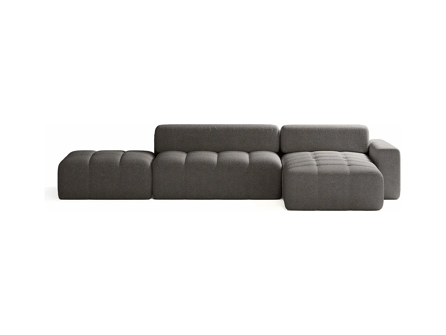 ECKSOFA Bouclé-Stoff 8 Sitzer Bornum La, Grau