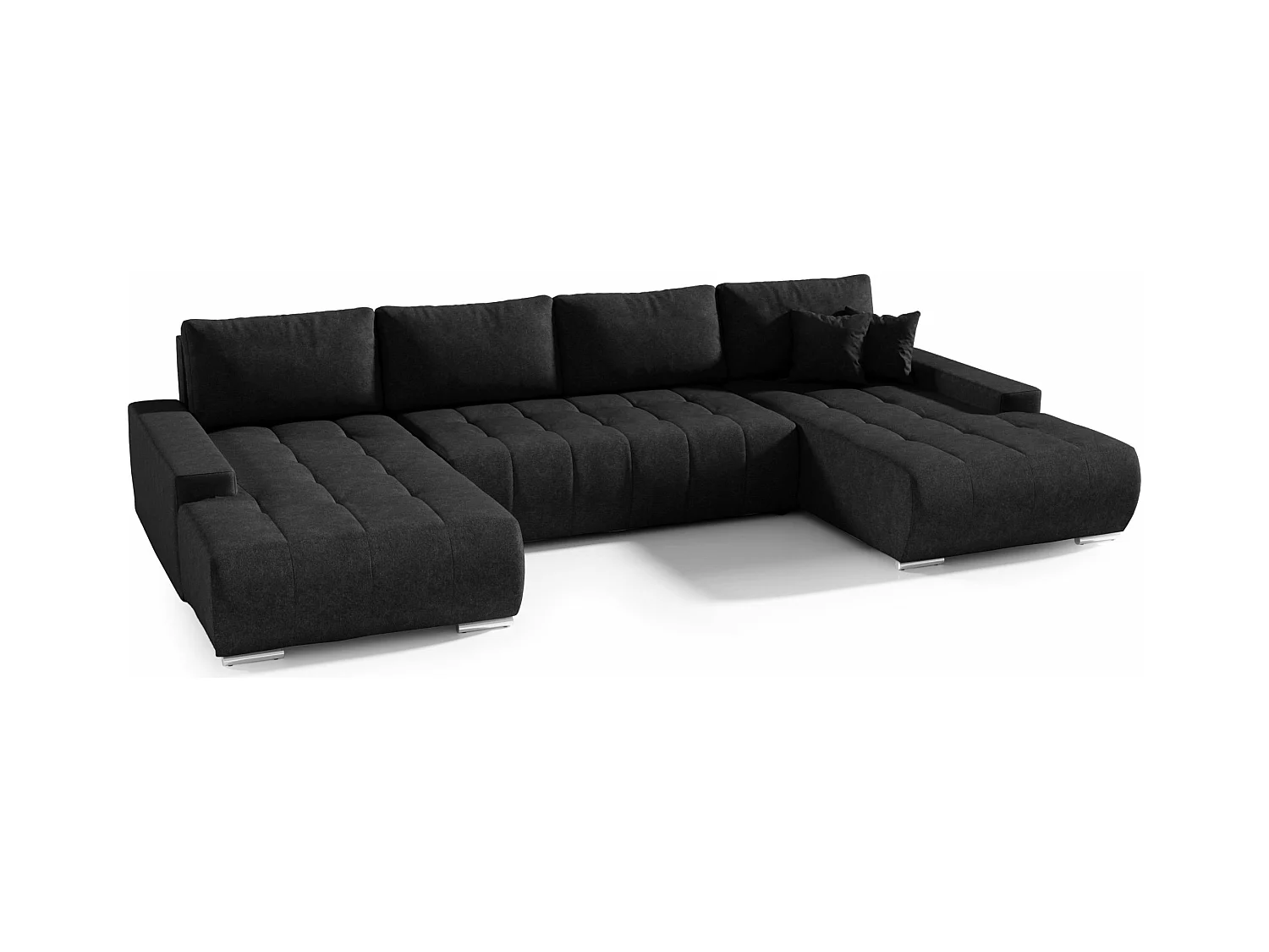 CANAPÉ PANORAMIQUE en tissu polyester Bonari U 8 places Noir