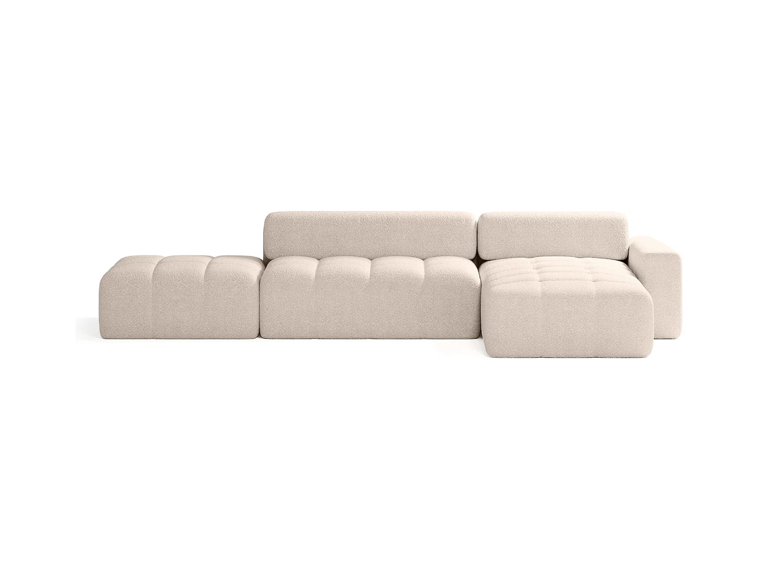 CANAPÉ D'ANGLE en tissu Bouclé 8 places Bornum La, Beige