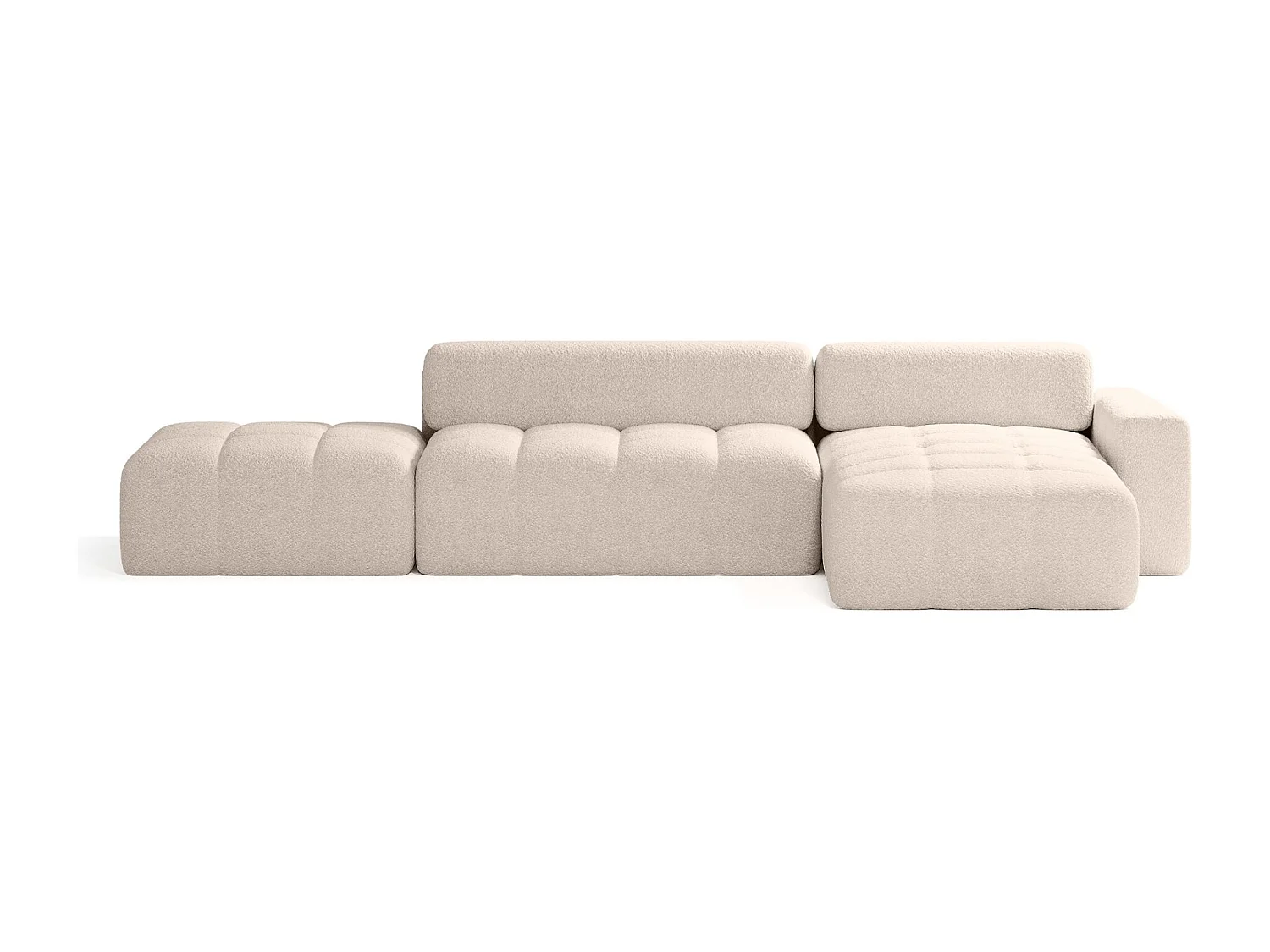 CANAPÉ D'ANGLE en tissu Bouclé 8 places Bornum La, Beige