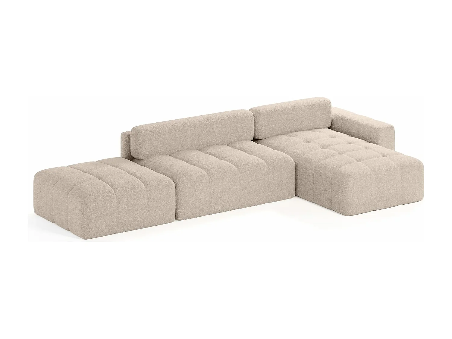 CANAPÉ D'ANGLE en tissu Bouclé 8 places Bornum La, Beige