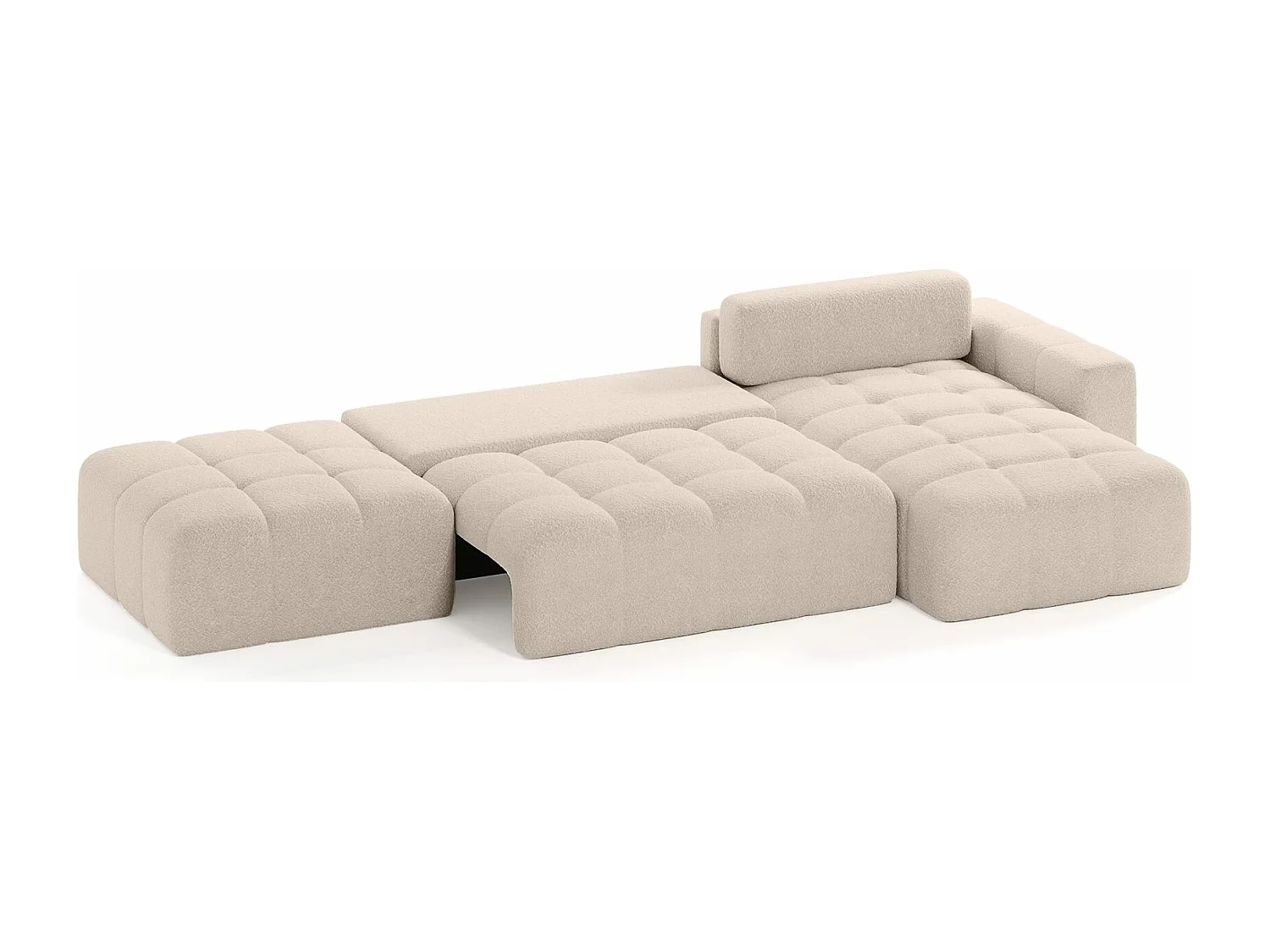 CANAPÉ D'ANGLE en tissu Bouclé 8 places Bornum La, Beige