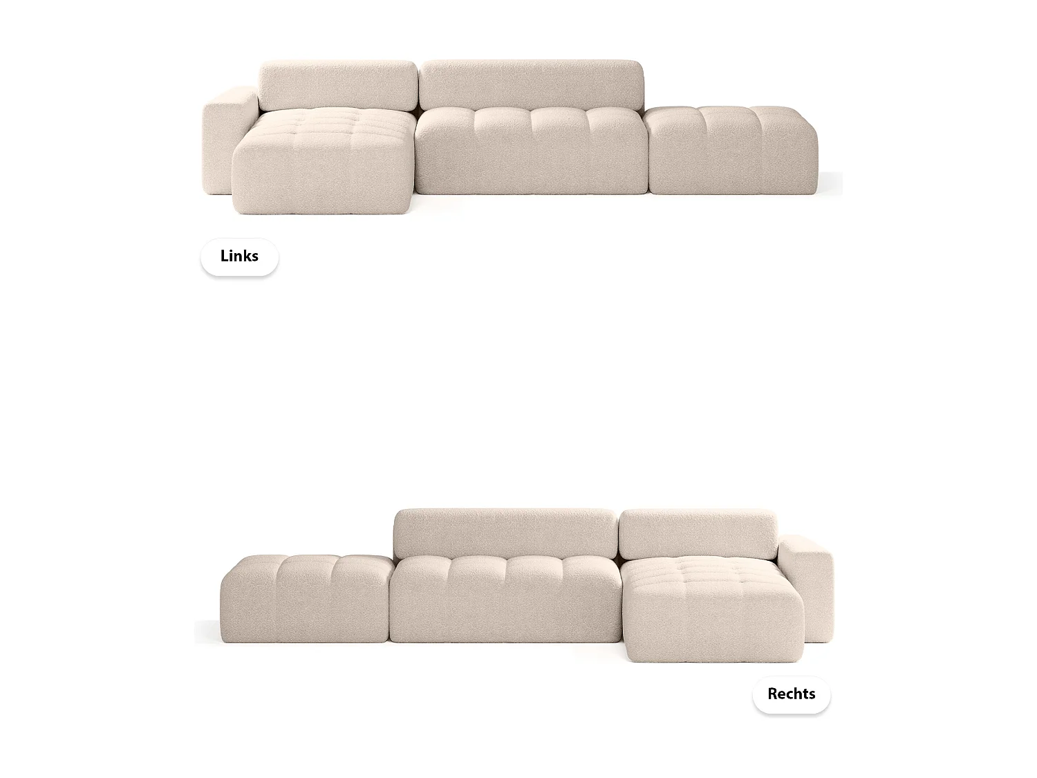 CANAPÉ D'ANGLE en tissu Bouclé 8 places Bornum La, Beige