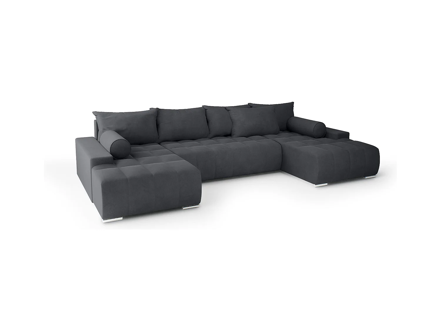 CANAPÉ PANORAMIQUE Deia U Tissu Velours, Gris Foncé