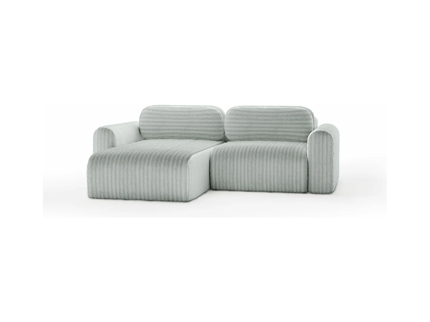 SOFA D'ANGLE en tissu velours Pablitto Mini vert clair (Ambience 14)