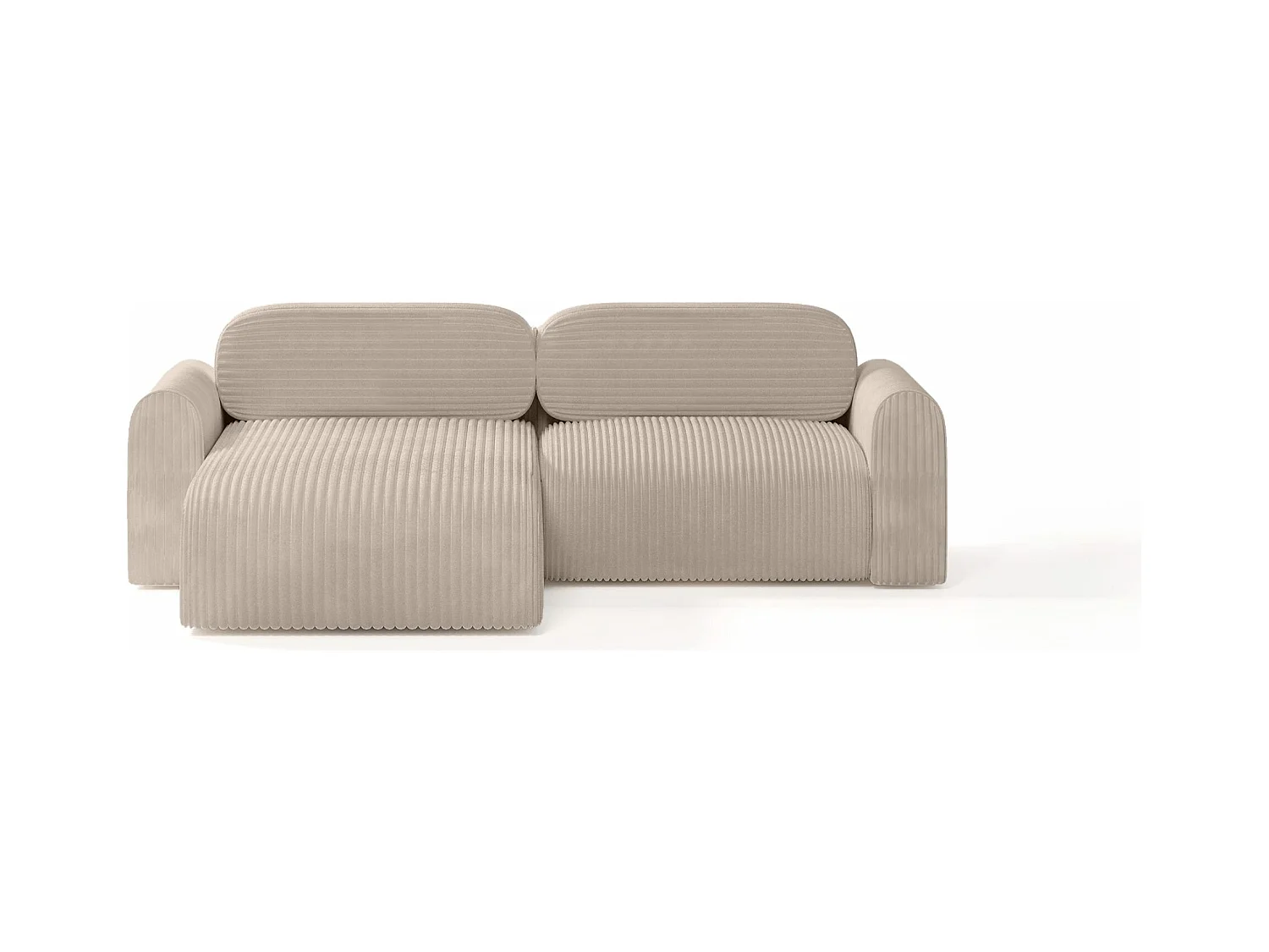 CANAPÉ d'angle avec revêtement en tissu côtelé Pirna Mini 4 places, Marron clair