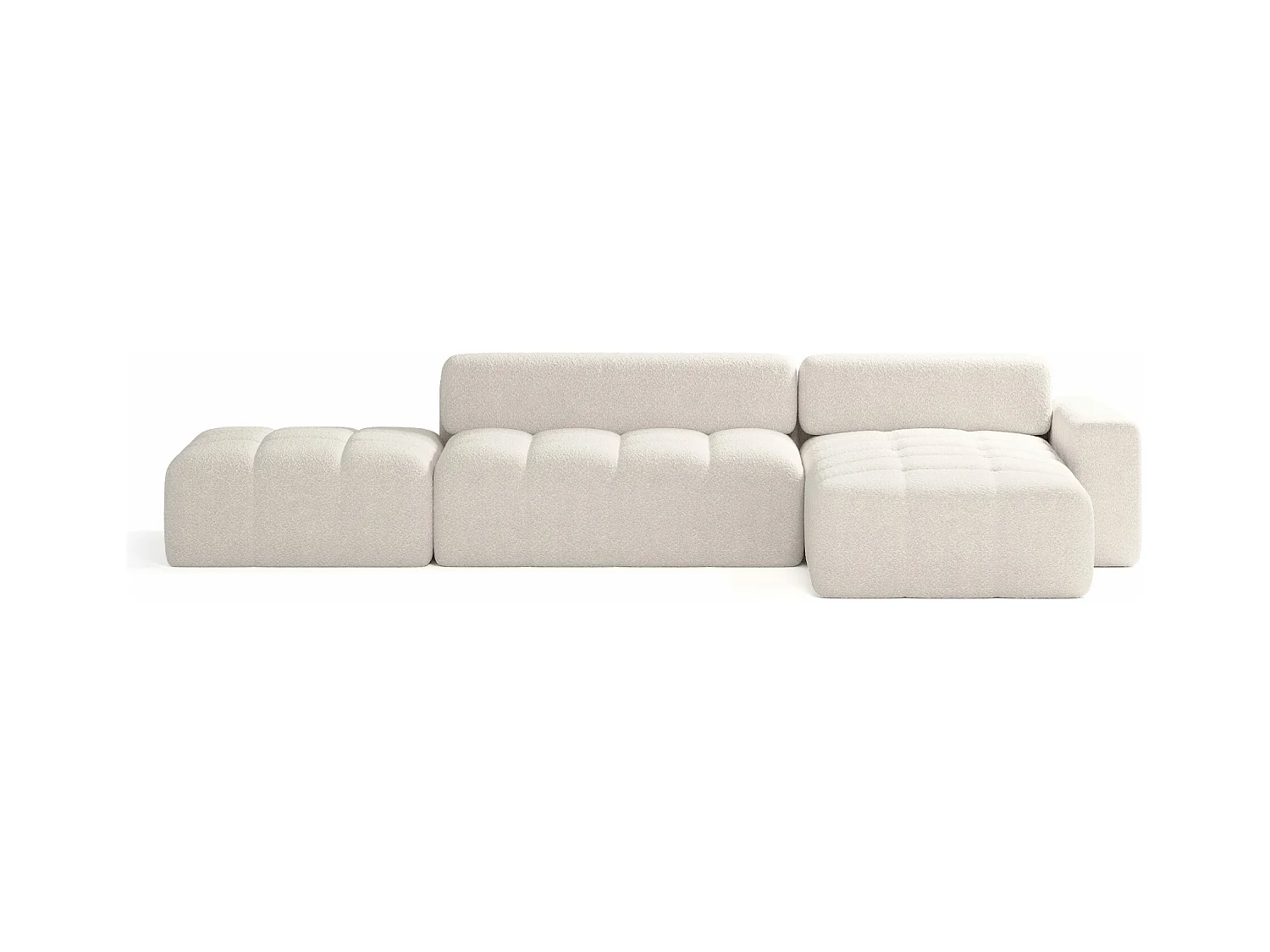 CANAPÉ D'ANGLE en tissu Bouclé 8 places Bornum La, Crème
