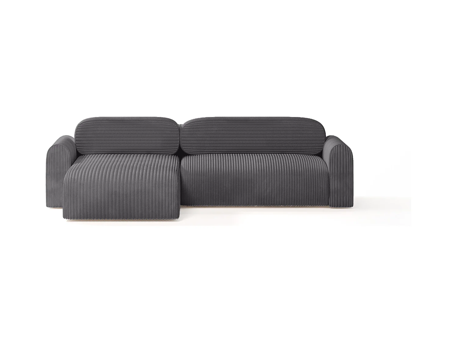 CANAPÉ D'ANGLE avec revêtement en velours côtelé Pirna L 6 places, anthracite