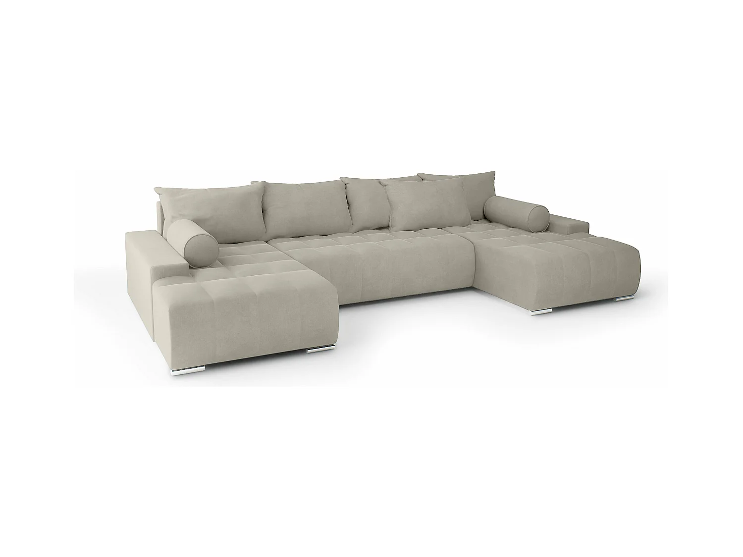 CANAPÉ PANORAMIQUE Deia U Tissu Velours, Beige