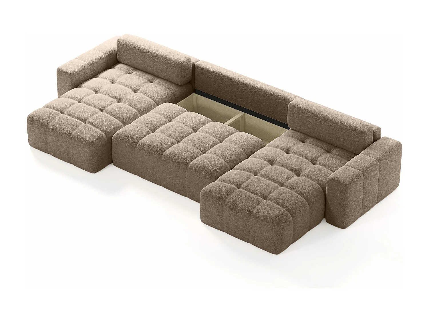 CANAPÉ PANORAMIQUE en tissu Bouclé 10 places Bornum U, Marron