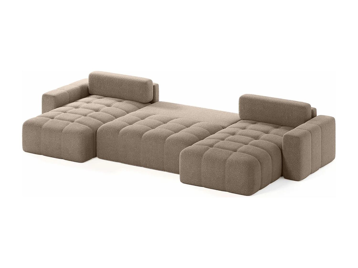 CANAPÉ PANORAMIQUE en tissu Bouclé 10 places Bornum U, Marron