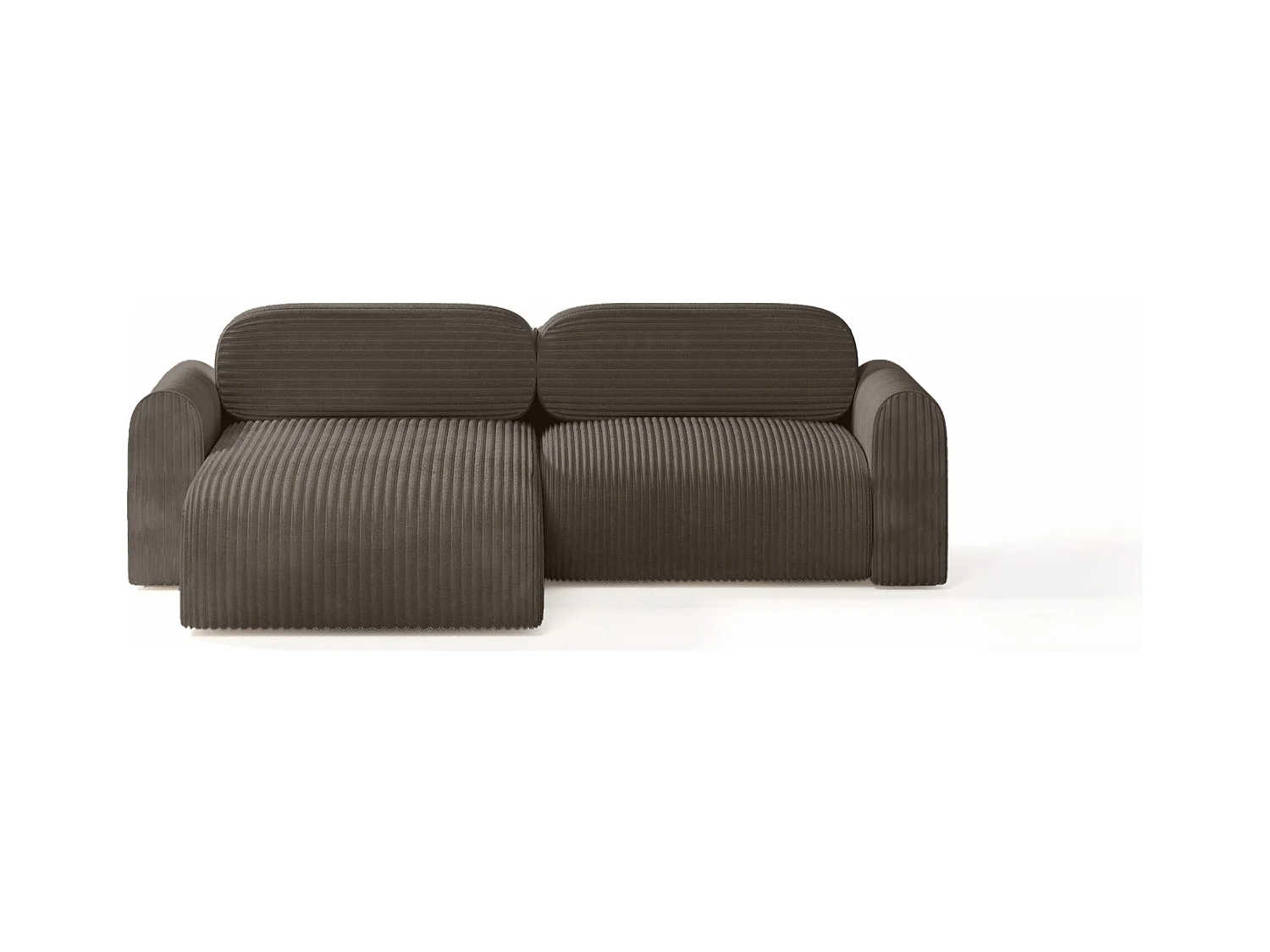 CANAPÉ d'angle avec revêtement en tissu côtelé Pirna Mini 4 places, Marron foncé
