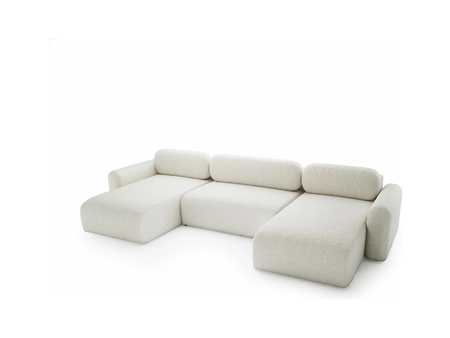 CANAPÉ D'ANGLE avec fonction de couchage 8 places Carpin U SALON, Crème