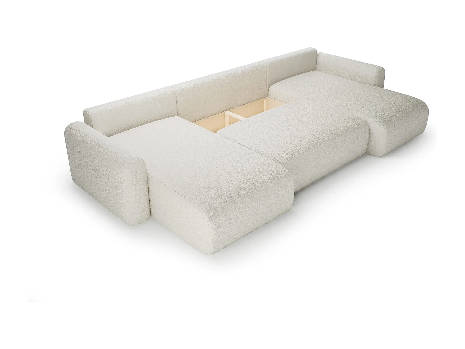 CANAPÉ D'ANGLE avec fonction de couchage 8 places Carpin U SALON, Crème