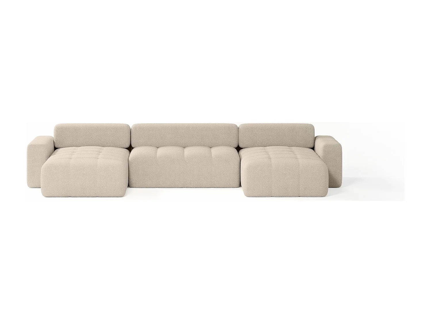 PANORAMASOFA Bouclé-Stoff 10 Sitzer Bornum U, Beige