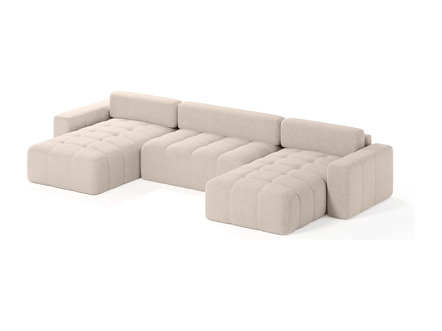 PANORAMASOFA Bouclé-Stoff 10 Sitzer Bornum U, Beige