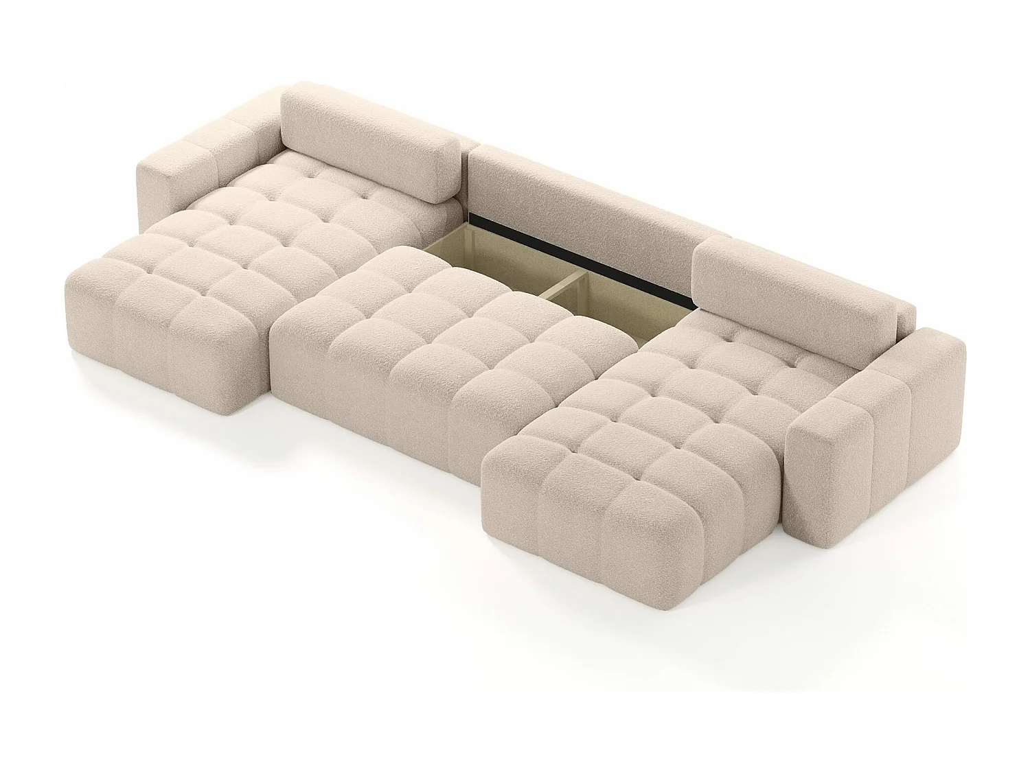 PANORAMASOFA Bouclé-Stoff 10 Sitzer Bornum U, Beige