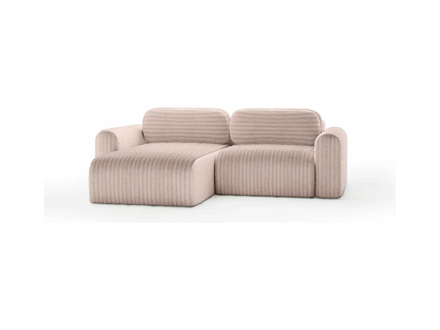 SOFA D'ANGLE en tissu velours Pablitto Mini rose (Ambience 15)