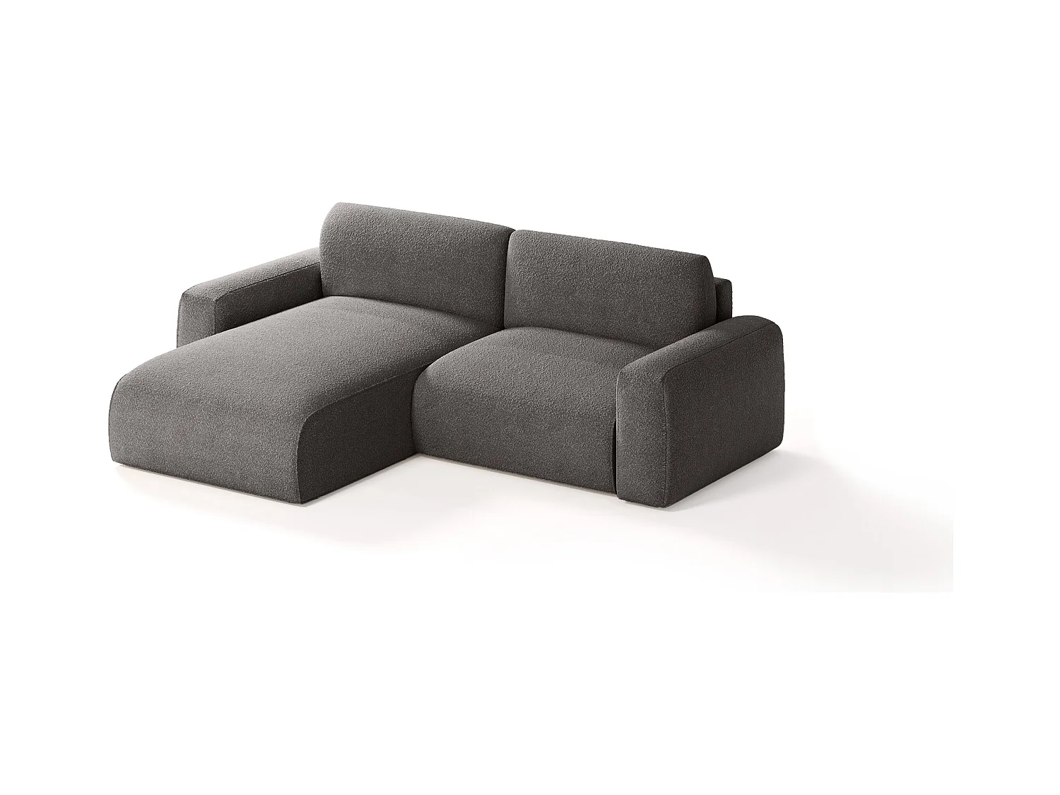 Canapé d'angle en tissu bouclé Witsum Mini, 4 places, Graphite