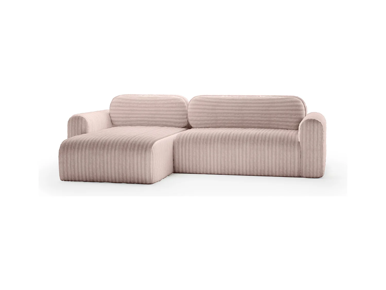 SOFA D'ANGLE en tissu velours Pablitto rose (Ambience 15)