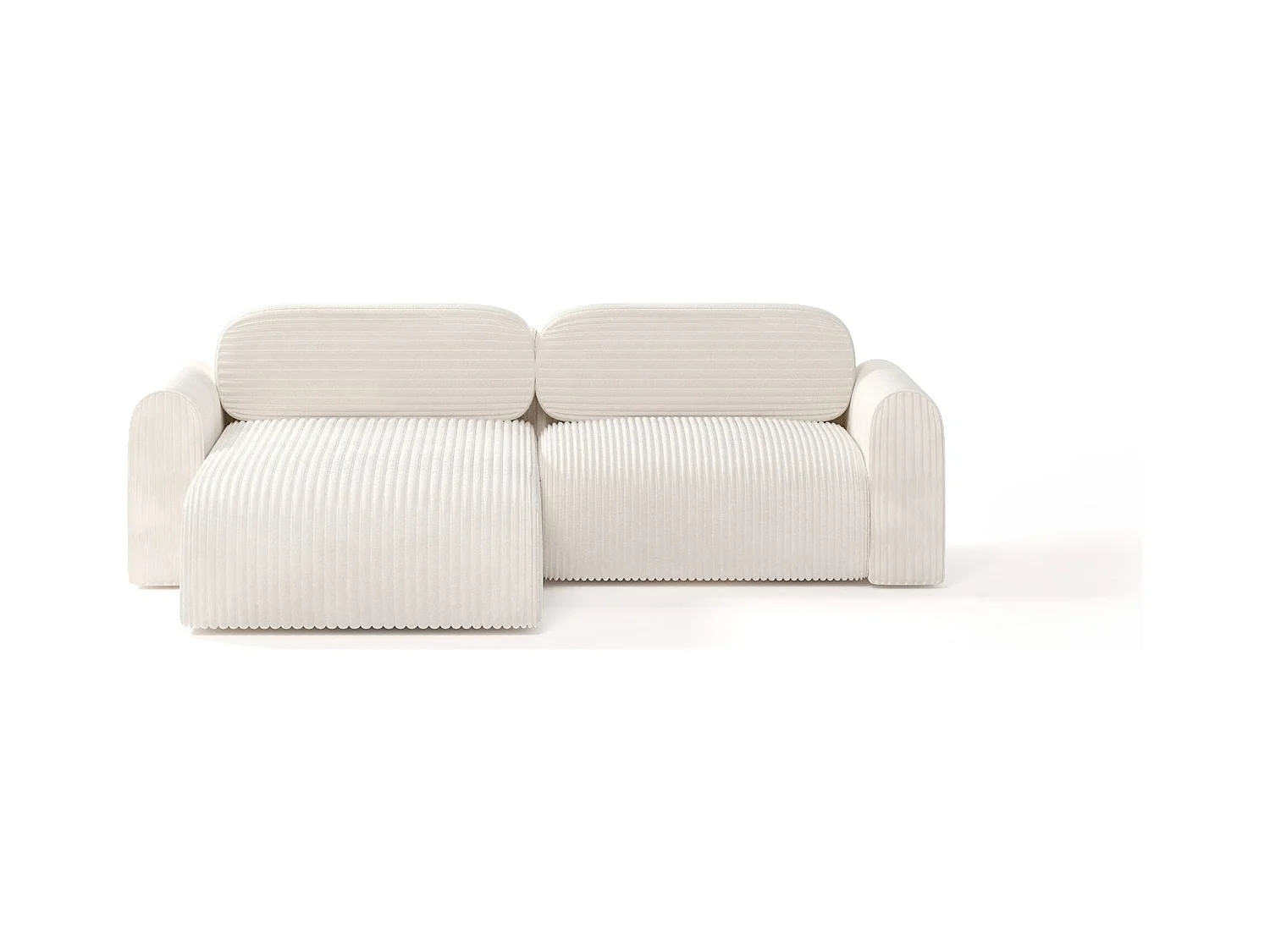 CANAPÉ d'angle avec revêtement en tissu côtelé Pirna Mini 4 places, Beige clair