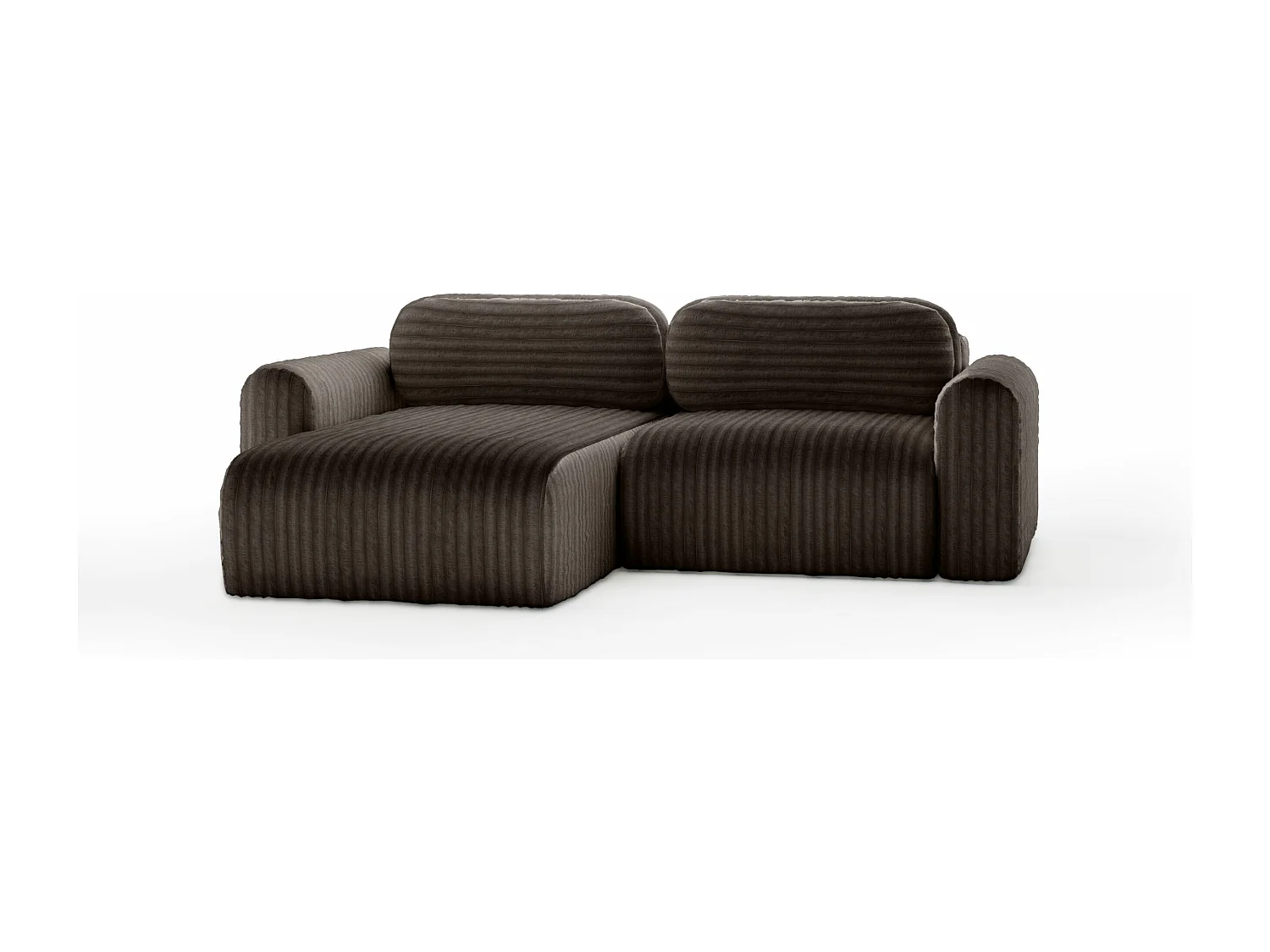 SOFA D'ANGLE en tissu velours Pablitto Mini brun foncé (Ambience 7)