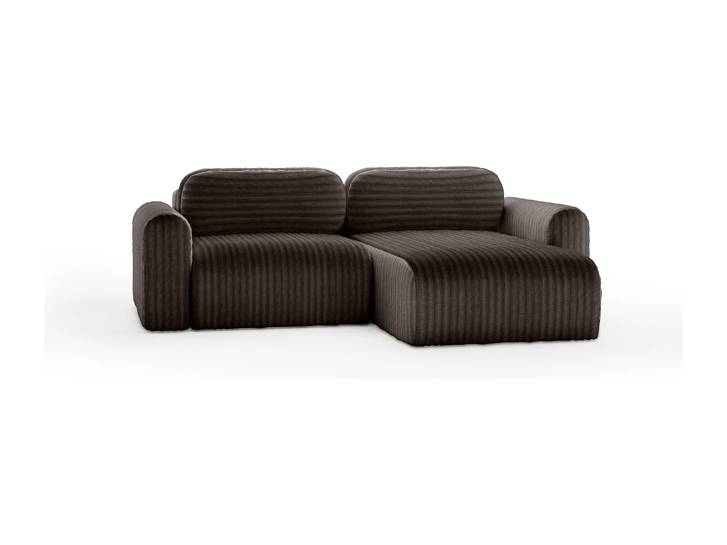 SOFA D'ANGLE en tissu velours Pablitto Mini brun foncé (Ambience 7)