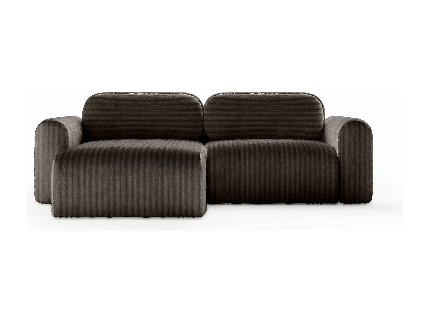 SOFA D'ANGLE en tissu velours Pablitto Mini brun foncé (Ambience 7)