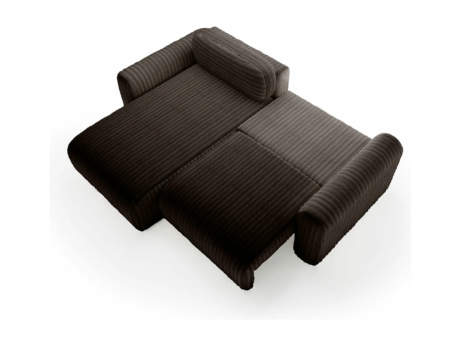 SOFA D'ANGLE en tissu velours Pablitto Mini brun foncé (Ambience 7)