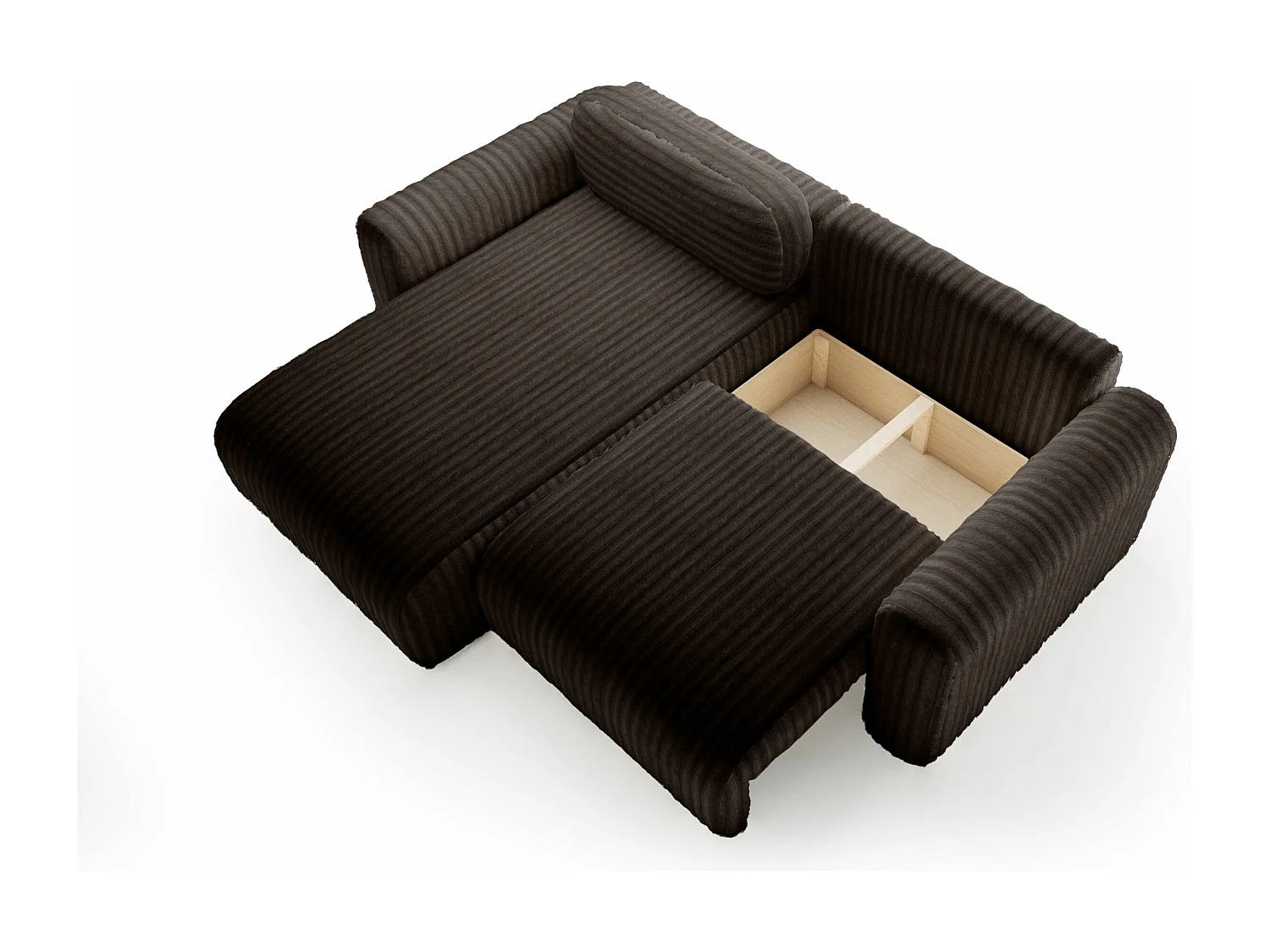 SOFA D'ANGLE en tissu velours Pablitto Mini brun foncé (Ambience 7)