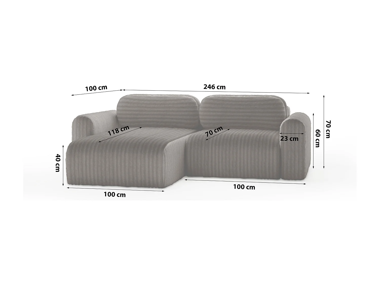 SOFA D'ANGLE en tissu velours Pablitto Mini brun foncé (Ambience 7)