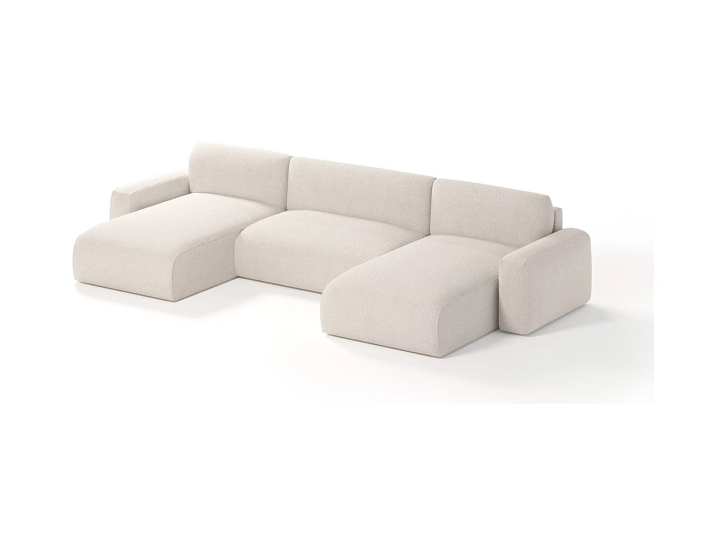 PANORAMASOFA aus Bouclé-Stoff Witsum U 8 Sitzer, Creme