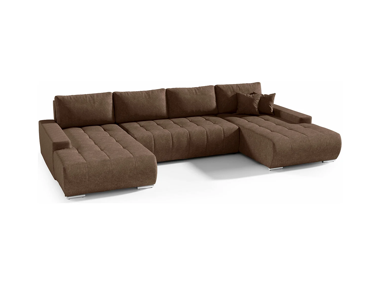 CANAPÉ PANORAMIQUE en tissu polyester Bonari U 8 places Marron