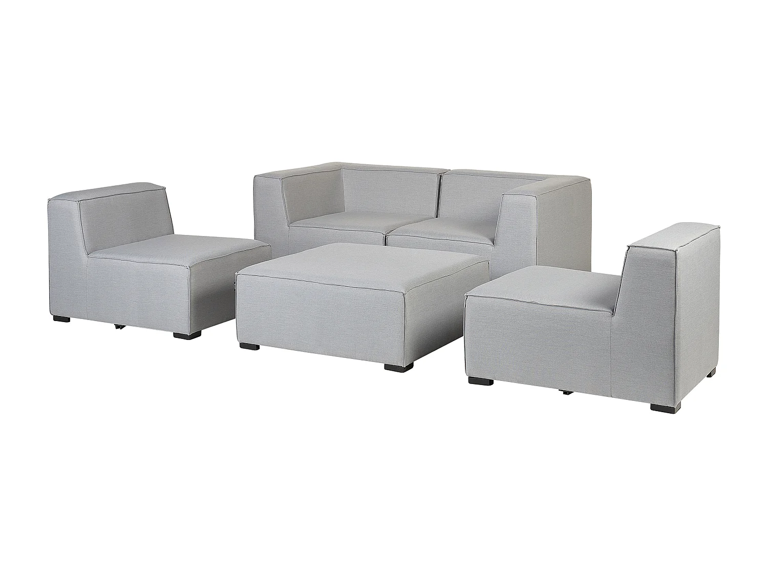 Divano da giardino con pouf 4 posti AREZZO Modulare Grigio chiaro