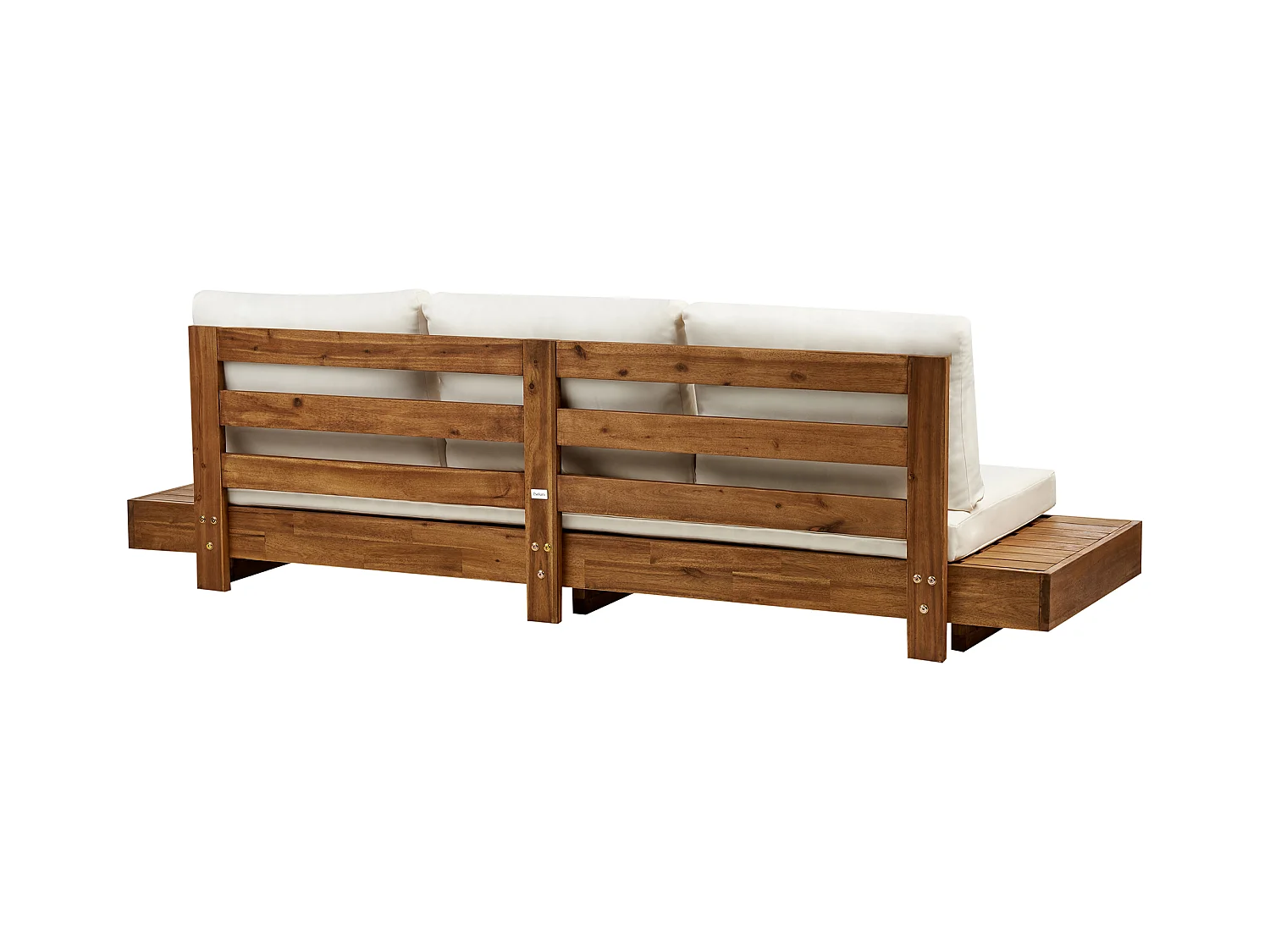 Lounge Set Akazienholz hellbraun 5-Sitzer Auflagen weiß mit Couchtisch Modern Marettimo