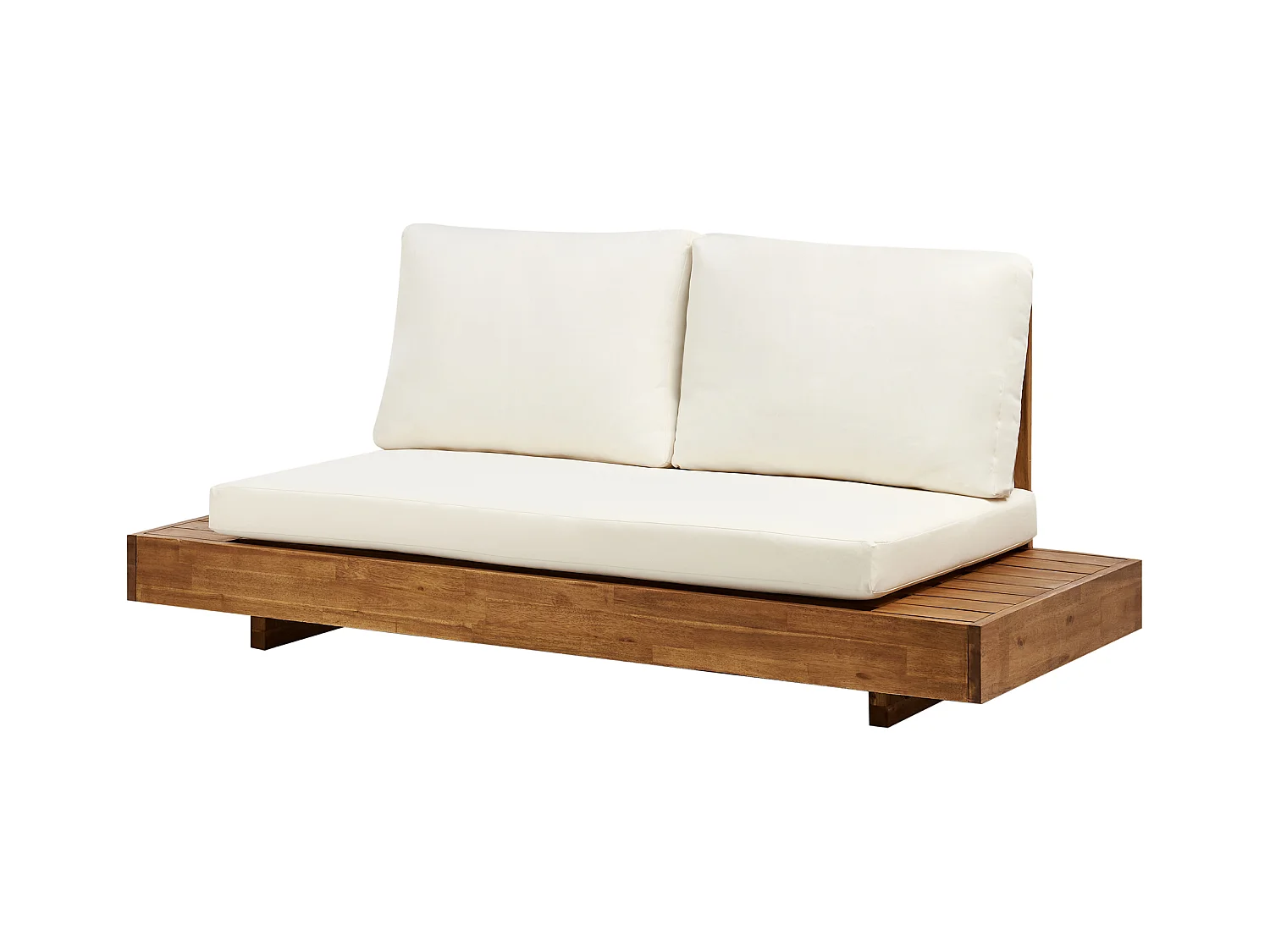 Lounge Set Akazienholz hellbraun 5-Sitzer Auflagen weiß mit Couchtisch Modern Marettimo