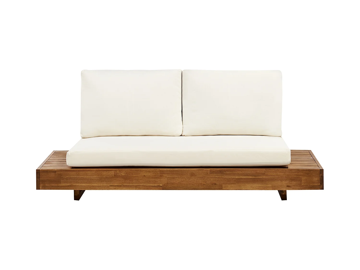 Lounge Set Akazienholz hellbraun 5-Sitzer Auflagen weiß mit Couchtisch Modern Marettimo