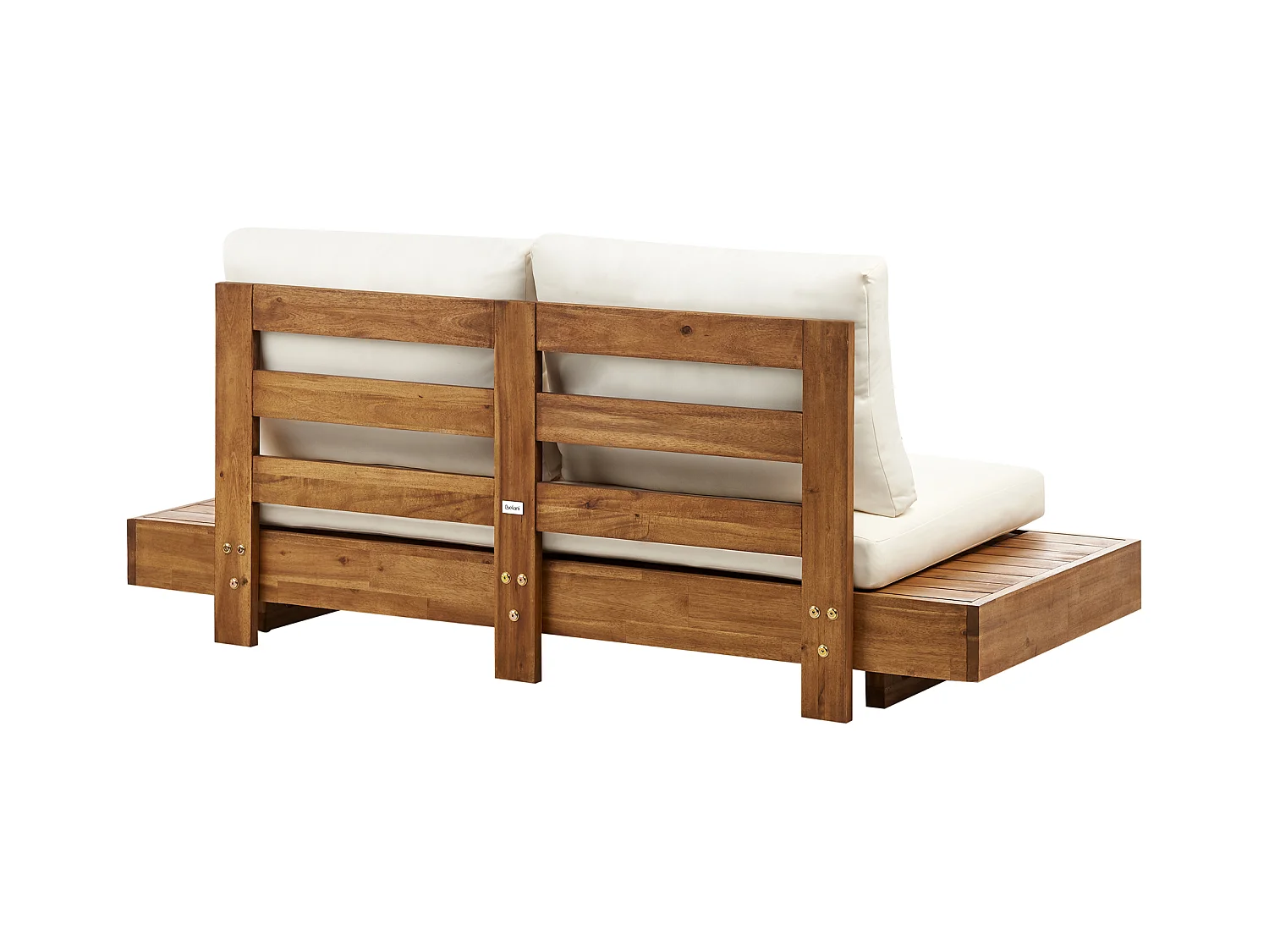 Lounge Set Akazienholz hellbraun 5-Sitzer Auflagen weiß mit Couchtisch Modern Marettimo