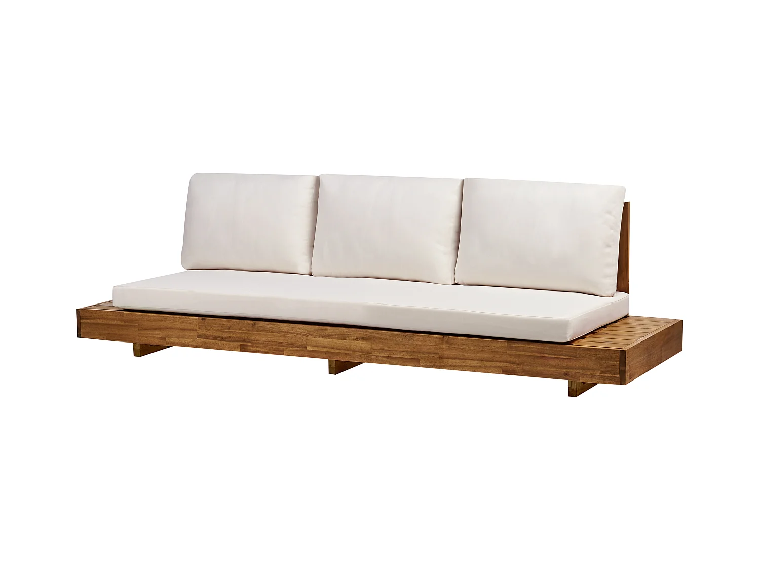 Lounge Set Akazienholz hellbraun 5-Sitzer Auflagen weiß mit Couchtisch Modern Marettimo