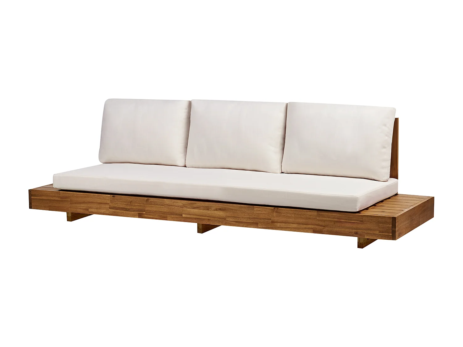 Lounge Set Akazienholz hellbraun 5-Sitzer Auflagen weiß mit Couchtisch Modern Marettimo