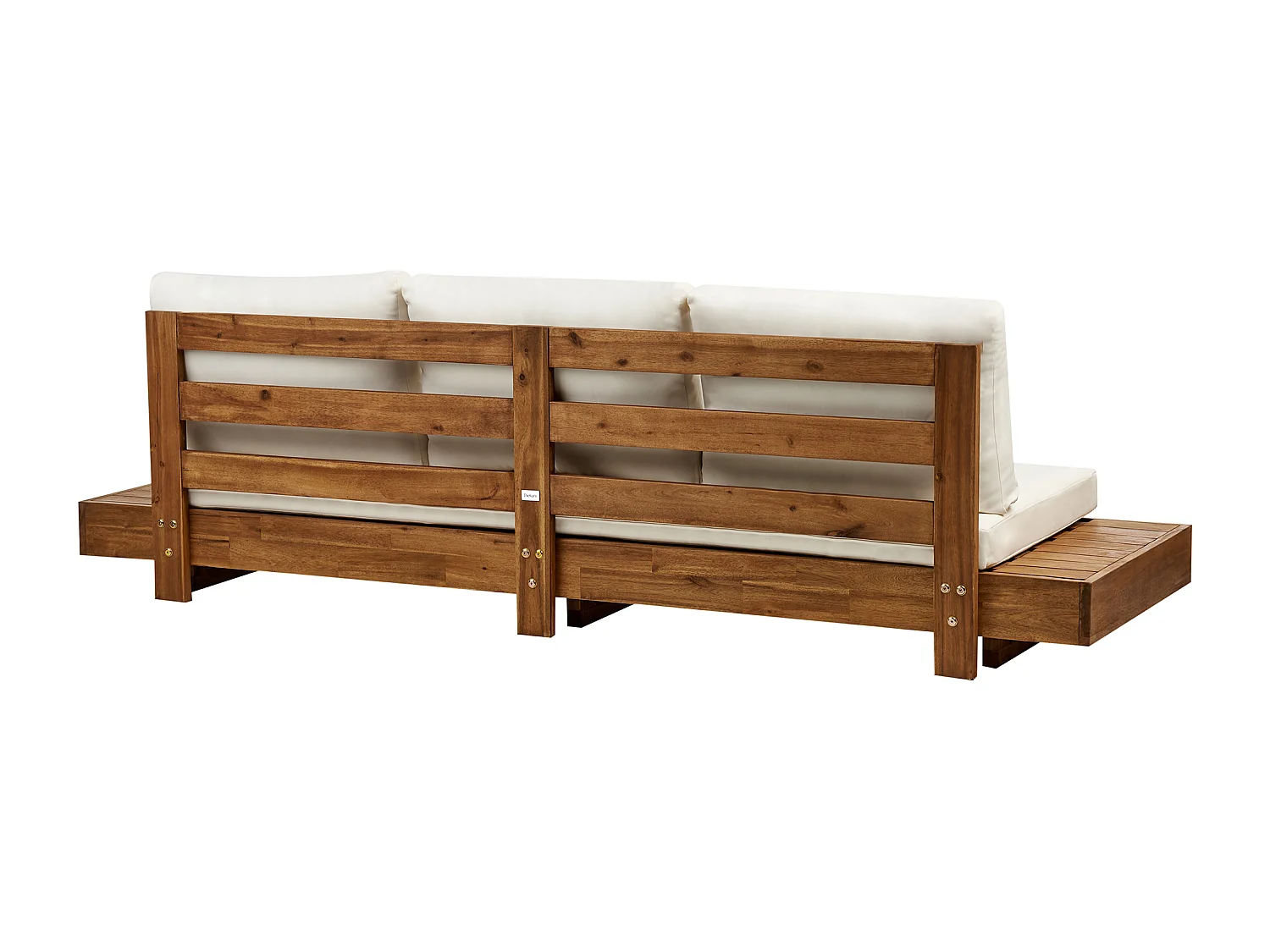 Lounge Set Akazienholz hellbraun 5-Sitzer Auflagen weiß mit Couchtisch Modern Marettimo