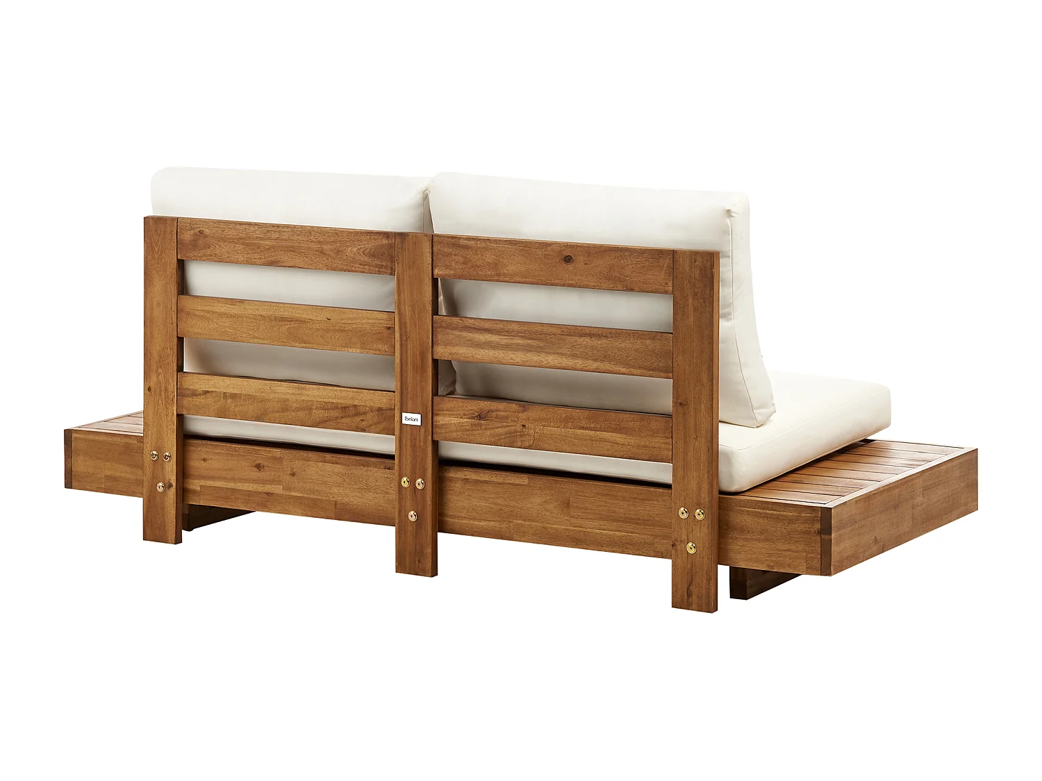 Lounge Set Akazienholz hellbraun 5-Sitzer Auflagen weiß mit Couchtisch Modern Marettimo