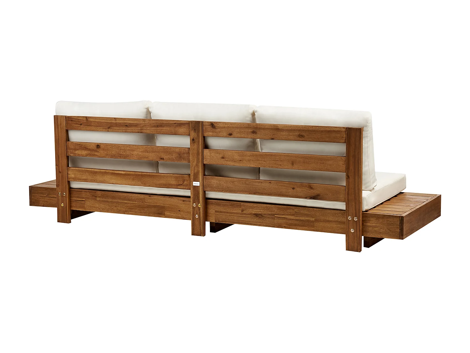 Lounge Set Akazienholz hellbraun 5-Sitzer Auflagen weiß mit Couchtisch Modern Marettimo