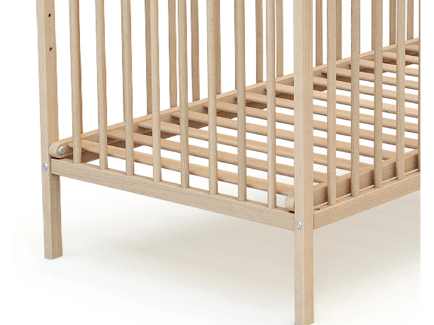 WEBABY - Lit bébé en bois - Hêtre brut - 60 x 120 cm