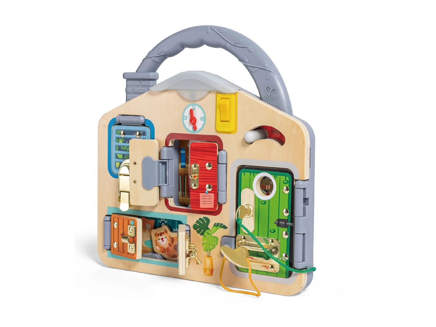 Aktivitätsbrett mit Mehrfachverschluss – 29,5 x 6 x 29 cm – ab 3 Jahren