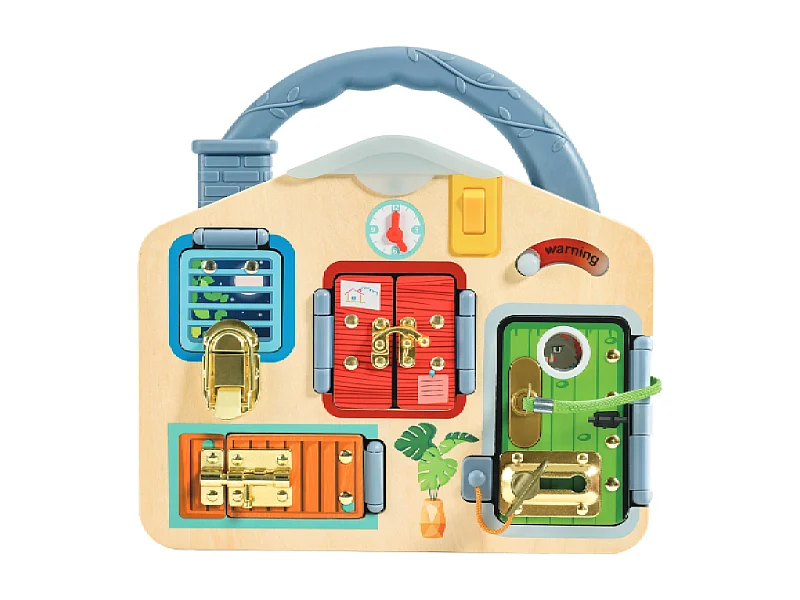 Tableau d'activités multi fermetures - 29,5 x 6 x 29 cm - À partir de 3 ans