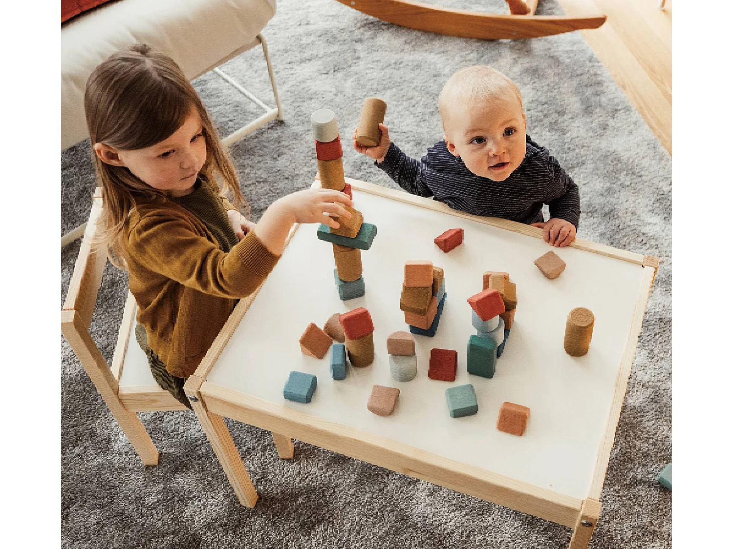 Coffret de blocs de construction en liège - 60 pcs