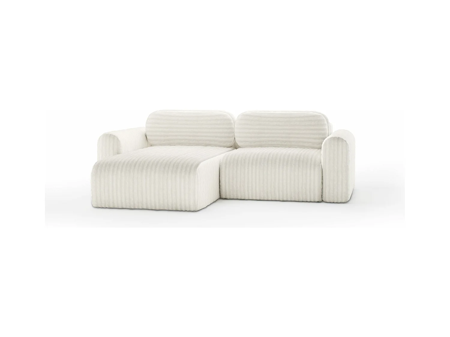 SOFA D'ANGLE en tissu velours Pablitto Mini Ivory Light Beige (Ambience 1)